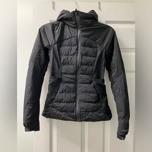Black Lululemon puffer jacket with hood